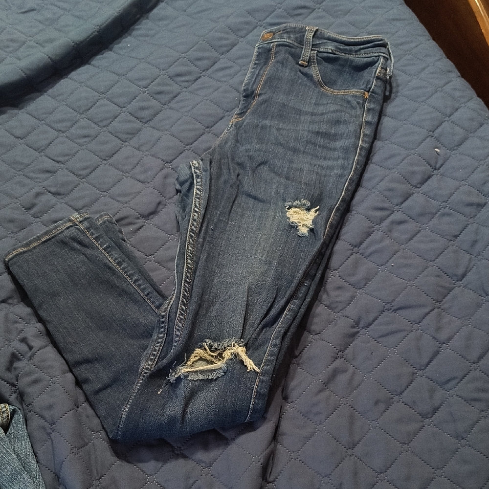 Hollister Dark Blue Ripped Skinny Jeans